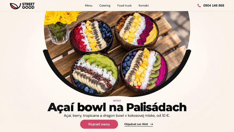Iný návrh: štyri vaše bowls v kruhu a nadpis Açaí bowl na Palisádach